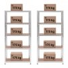 Regały magazynowe - 90 x 40 x 180 cm - 5 x 175 kg - szare - 2 szt. MSW 10061977 MSW-STSH-24